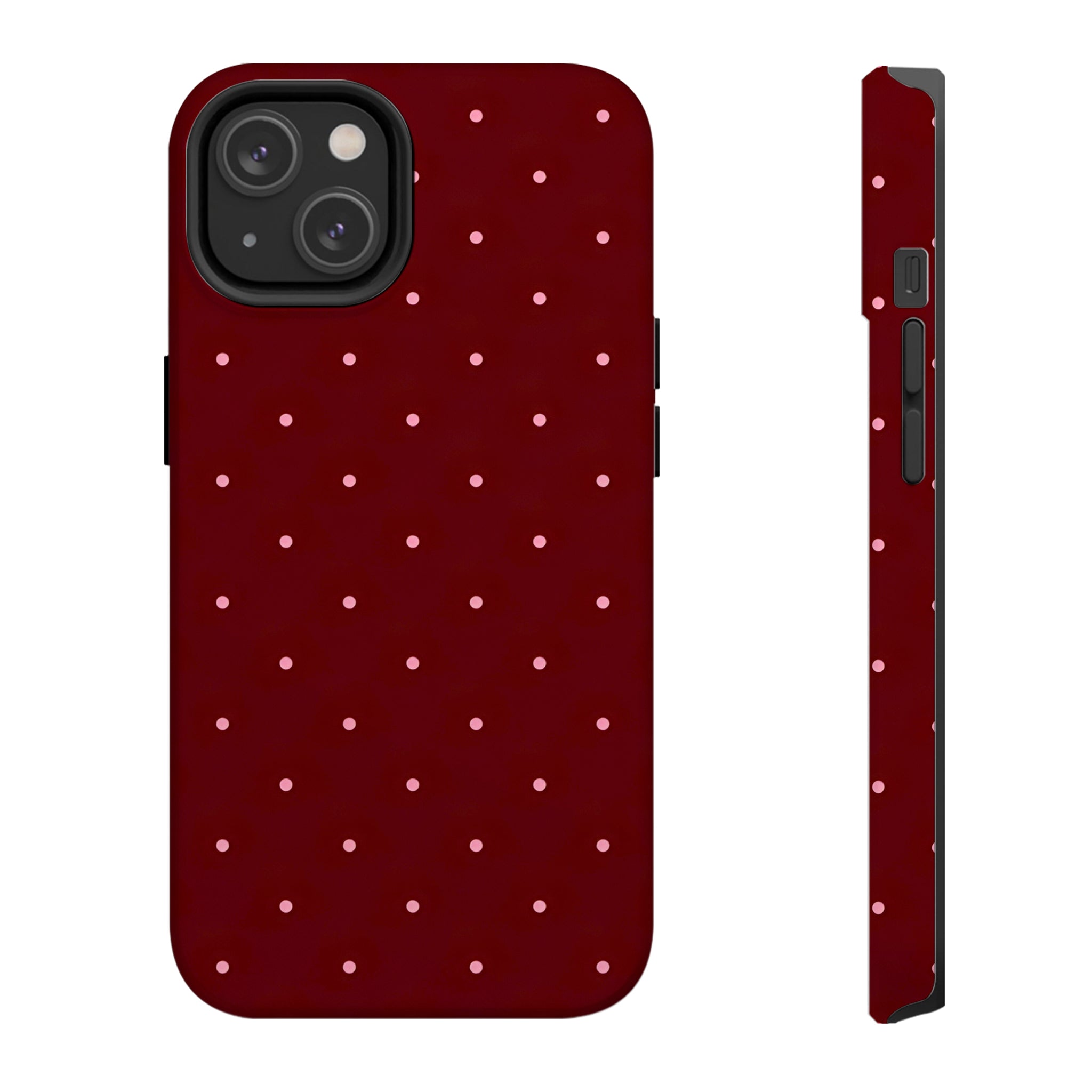 Burgundy Polka Dot Art iPhone Case | MagSafe Compatible