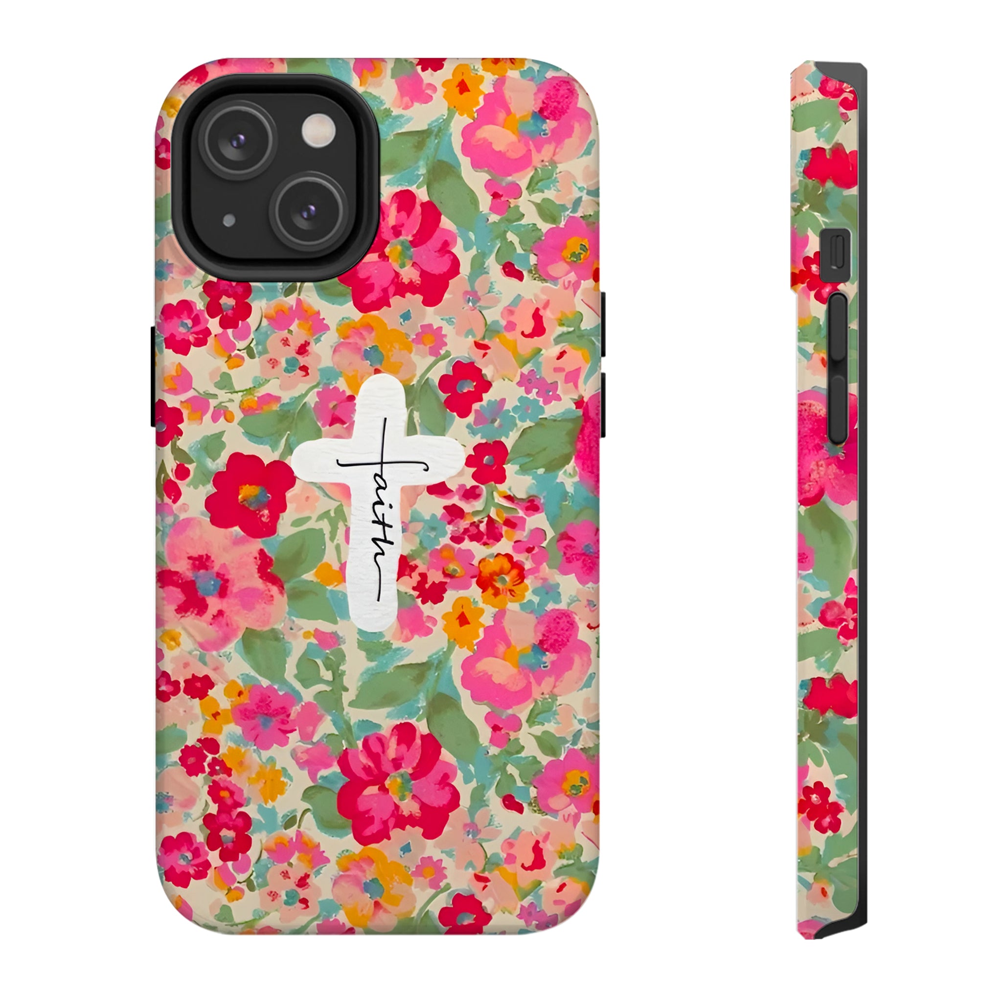 Floral Faith Cross Art iPhone Case | MagSafe Compatible