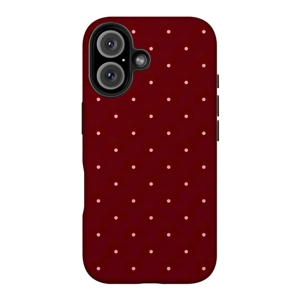 Burgundy Polka Dot Art iPhone Case | MagSafe Compatible