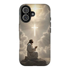 Jesus Praying Cross Sky Art iPhone Case | MagSafe Compatible