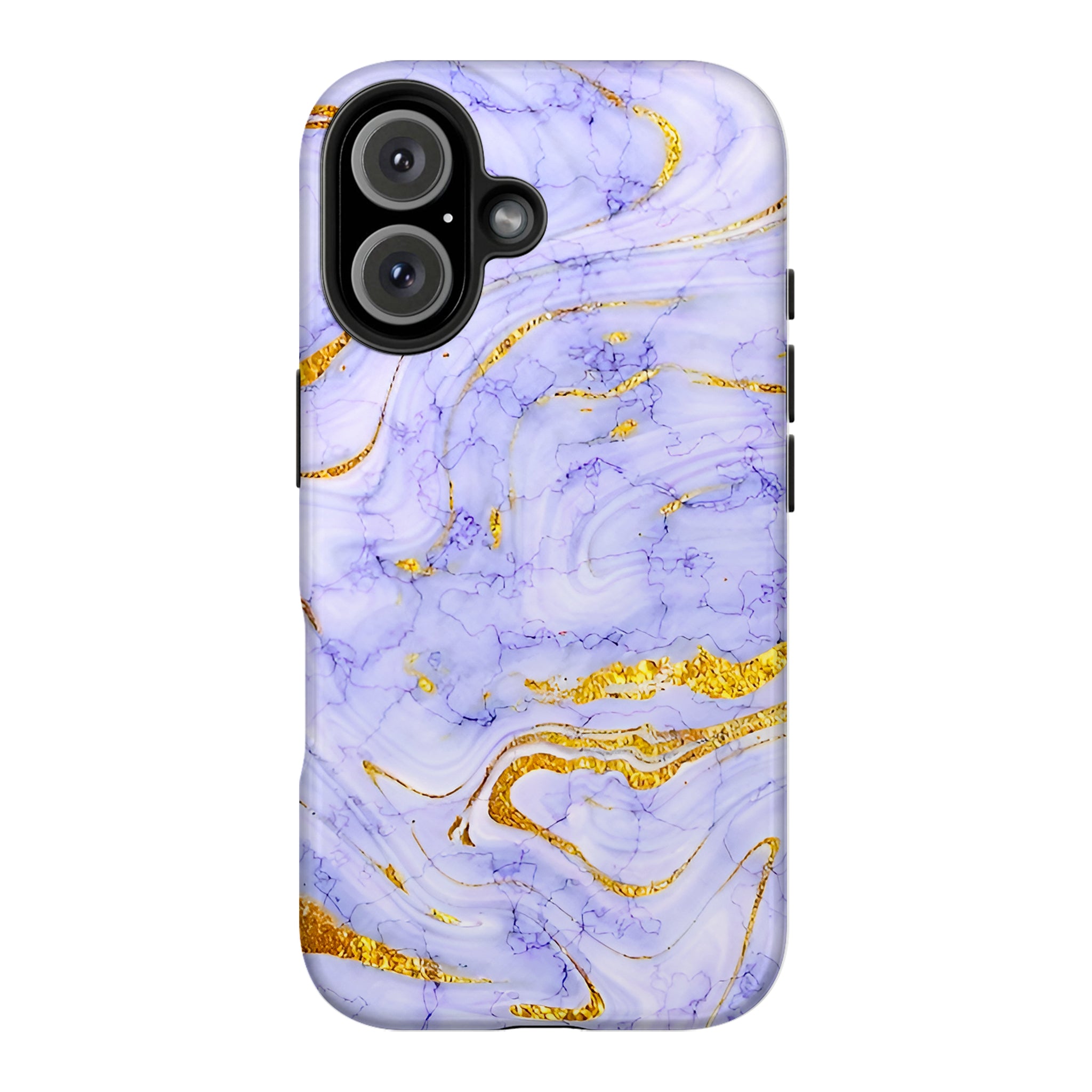 Luxury Lavender Blue Gold Marble iPhone Case | MagSafe Compatible