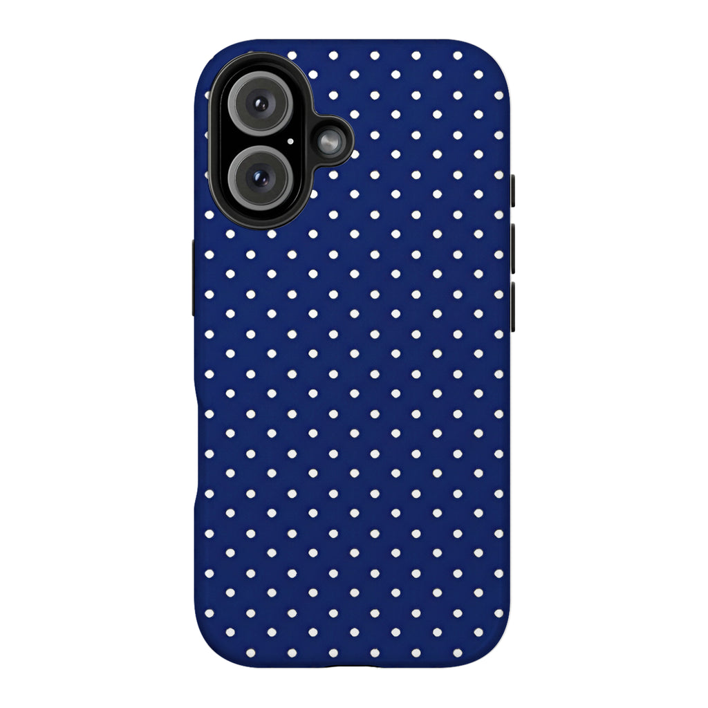 Navy Polka Dot Art iPhone Case | MagSafe Compatible