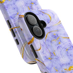 Luxury Lavender Blue Gold Marble iPhone Case | MagSafe Compatible