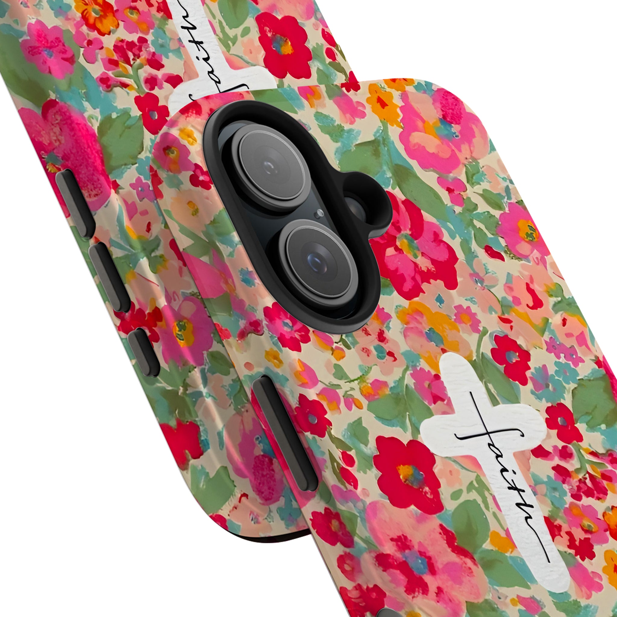 Floral Faith Cross Art iPhone Case | MagSafe Compatible