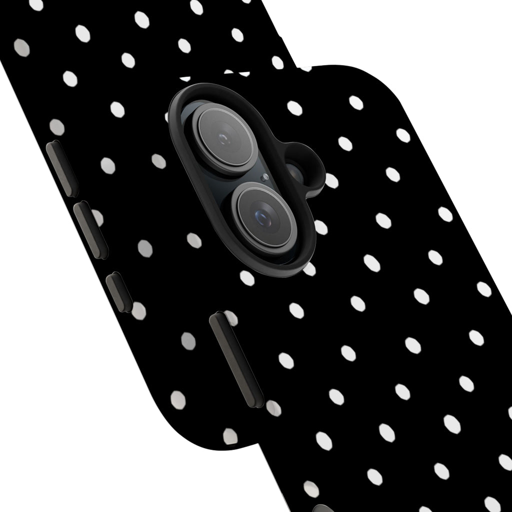 Black White Polka Dot Art iPhone Case | MagSafe Compatible