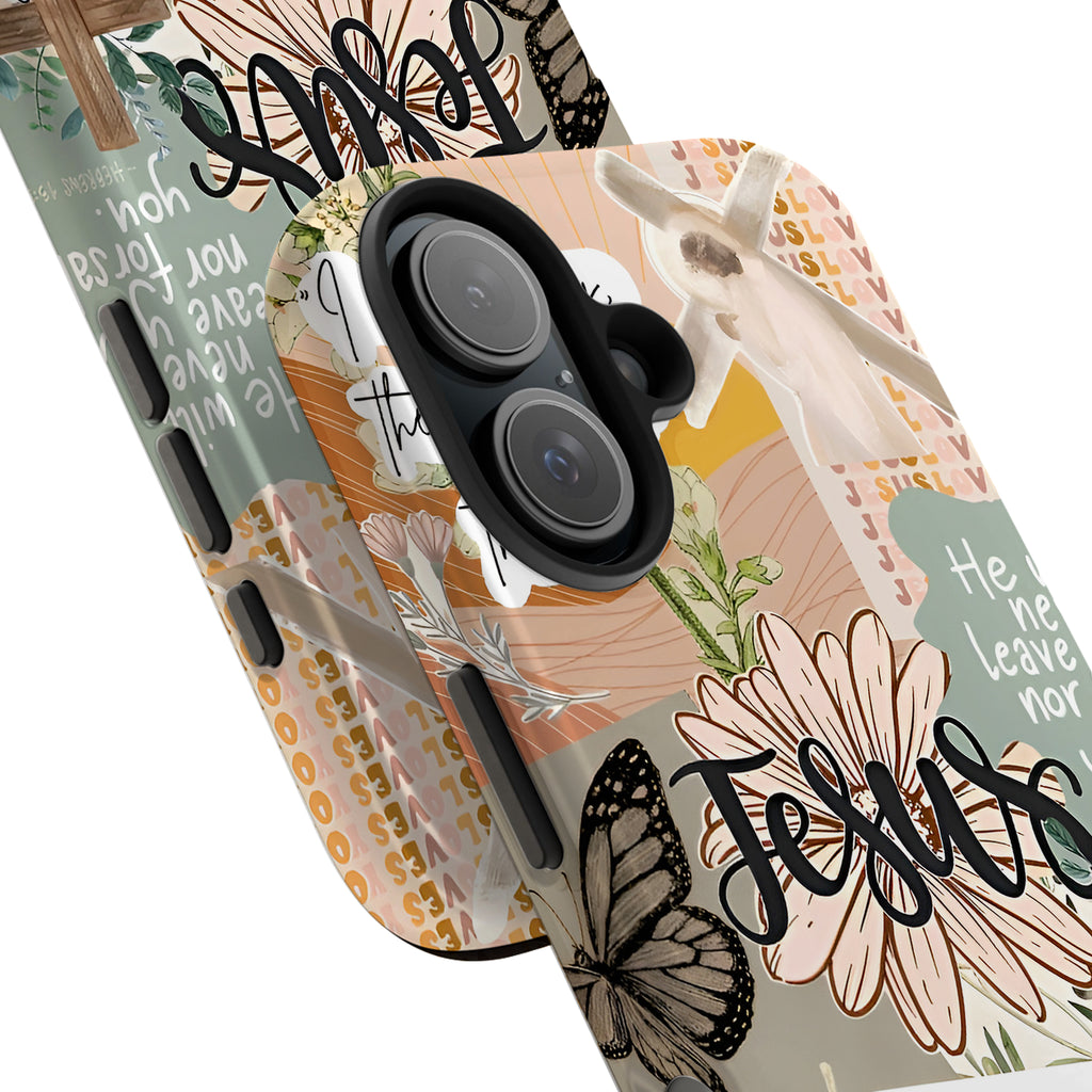 Jesus Floral Collage Bible Verse Art iPhone Case | MagSafe Compatible