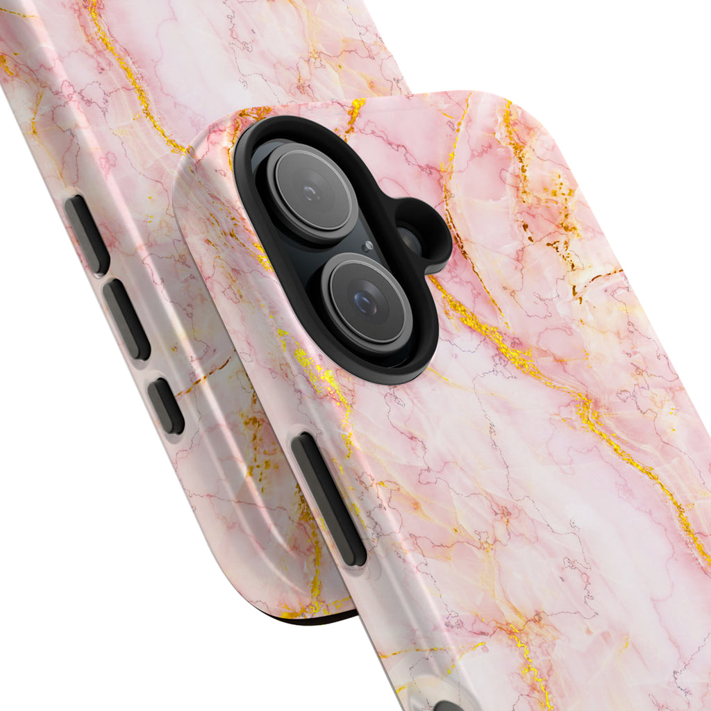 Luxury Blush Pink Gold Foil Marble iPhone Case | MagSafe Compatible