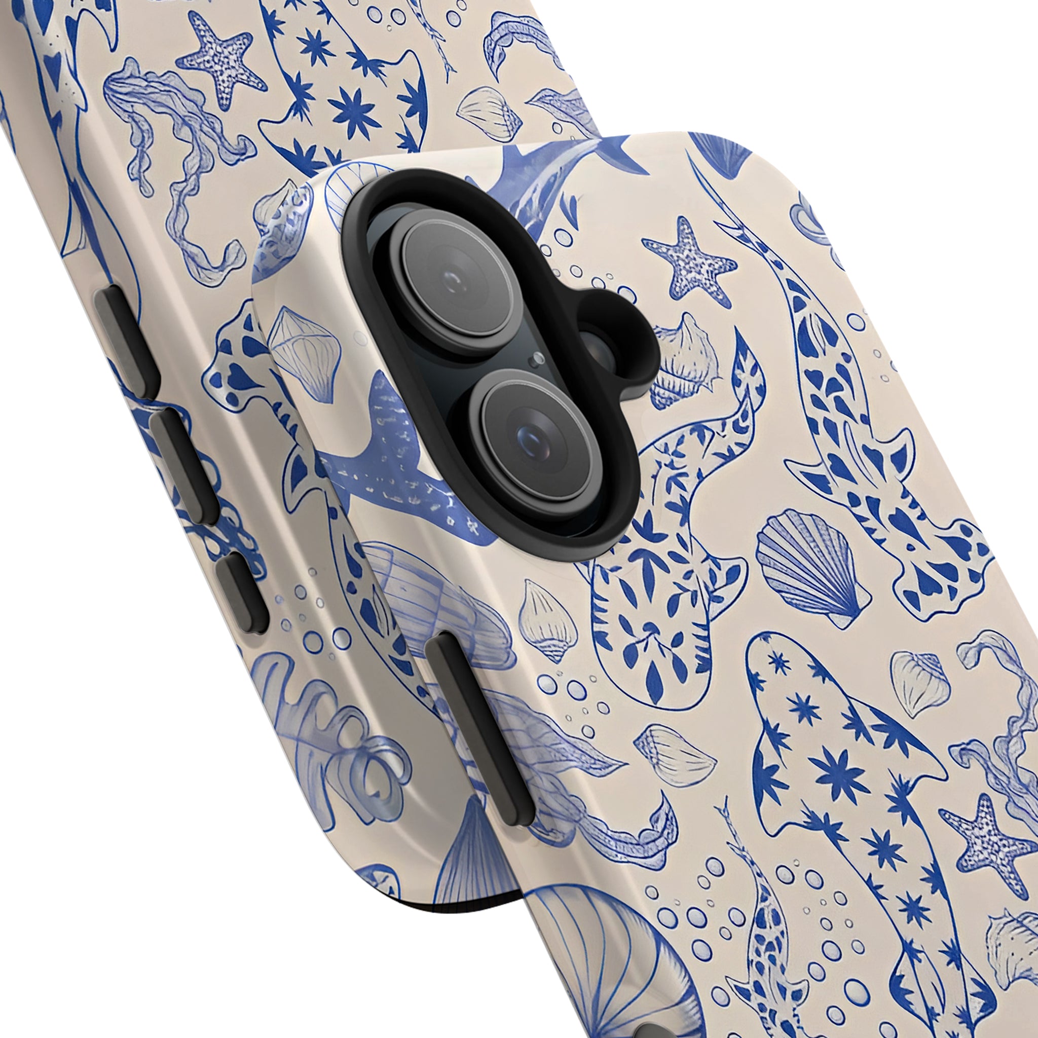 Blue Line Art Ocean Creature Art iPhone Case | MagSafe Compatible