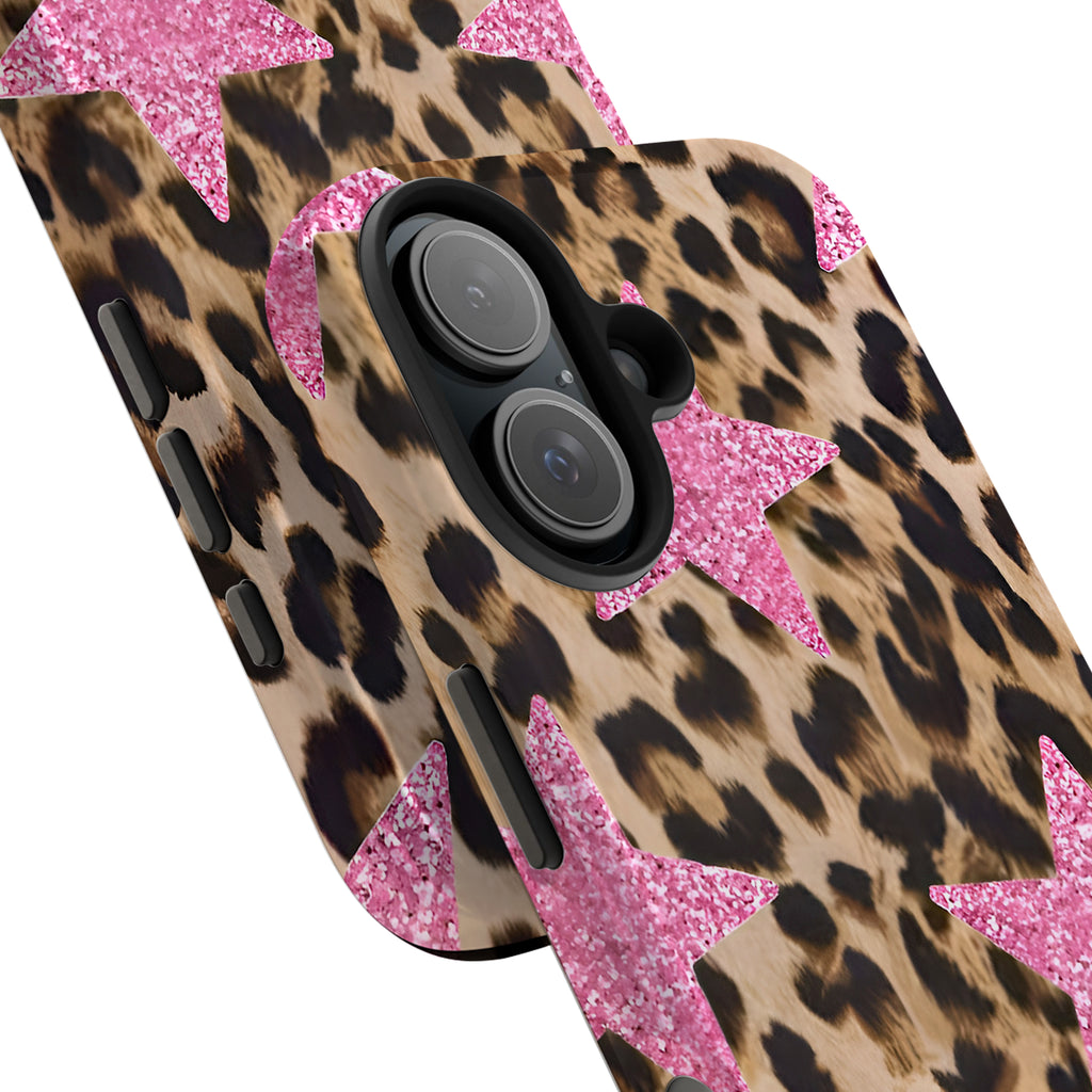 Leopard Glitter Star Art iPhone Case | MagSafe Compatible