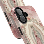 Soft Pink Floral Our Lady of Guadalupe Art iPhone Case | MagSafe Compatible