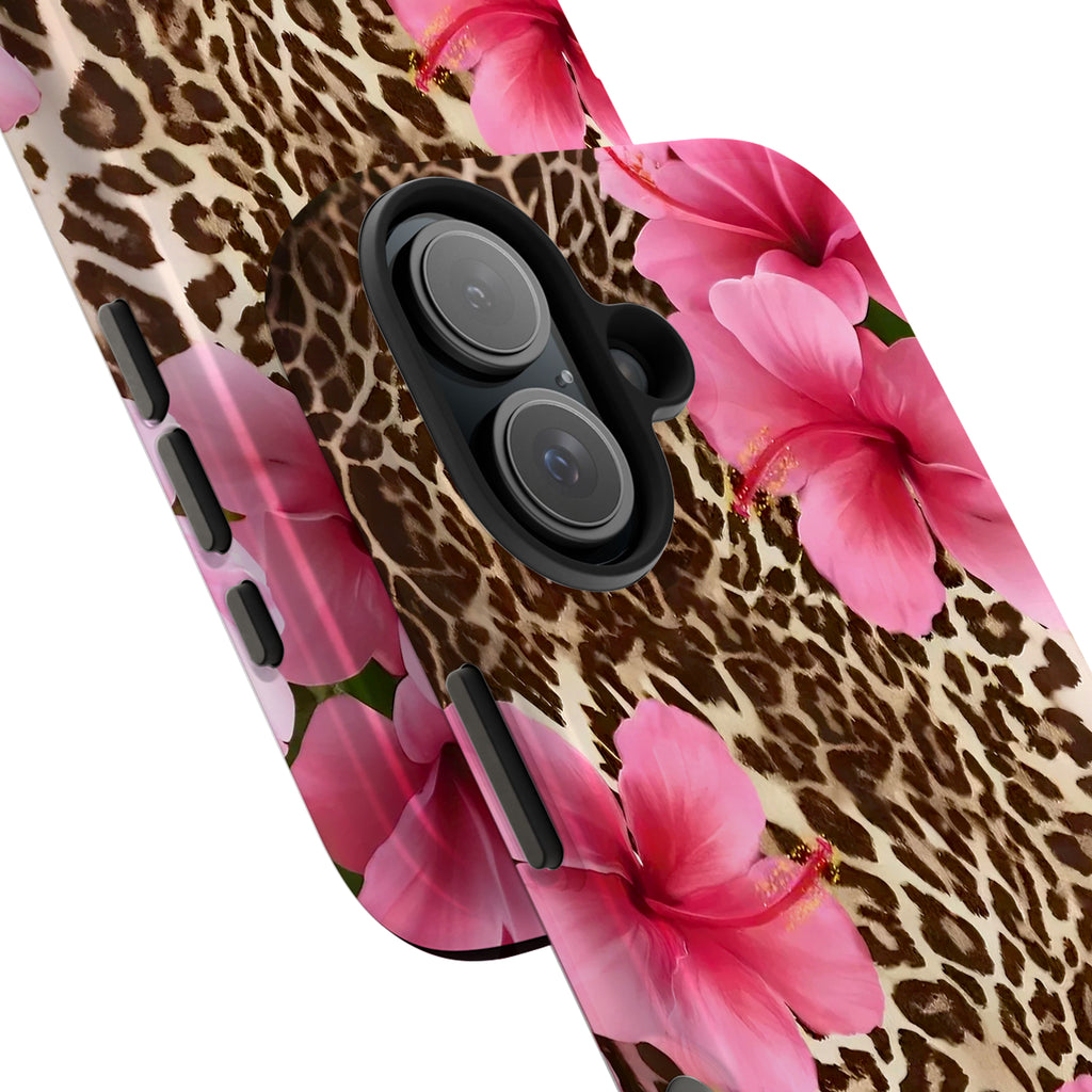 Leopard Hibiscus Art iPhone Case | MagSafe Compatible