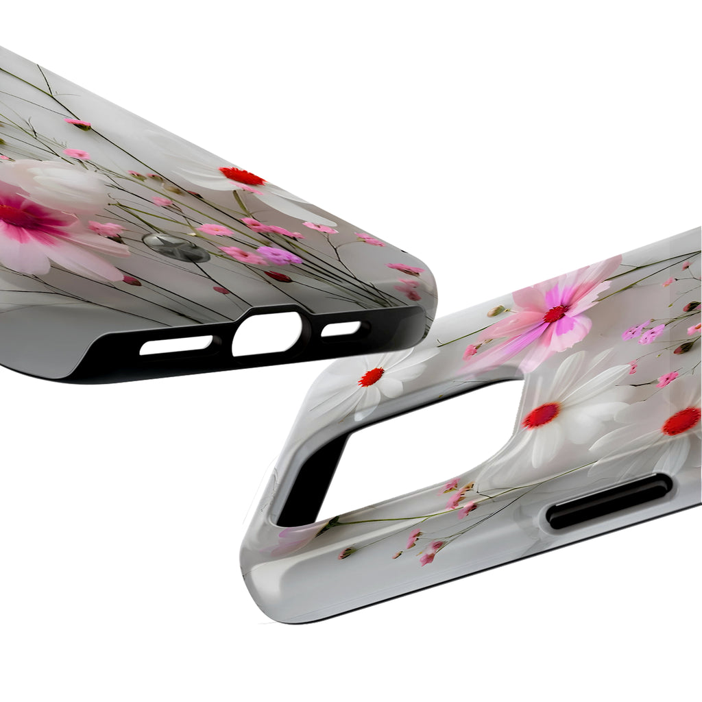 Pink White Daisy Floral iPhone Case | MagSafe Compatible