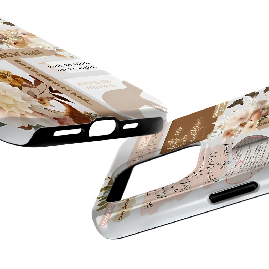 Floral Cross Bible Verse Art iPhone Case | MagSafe Compatible