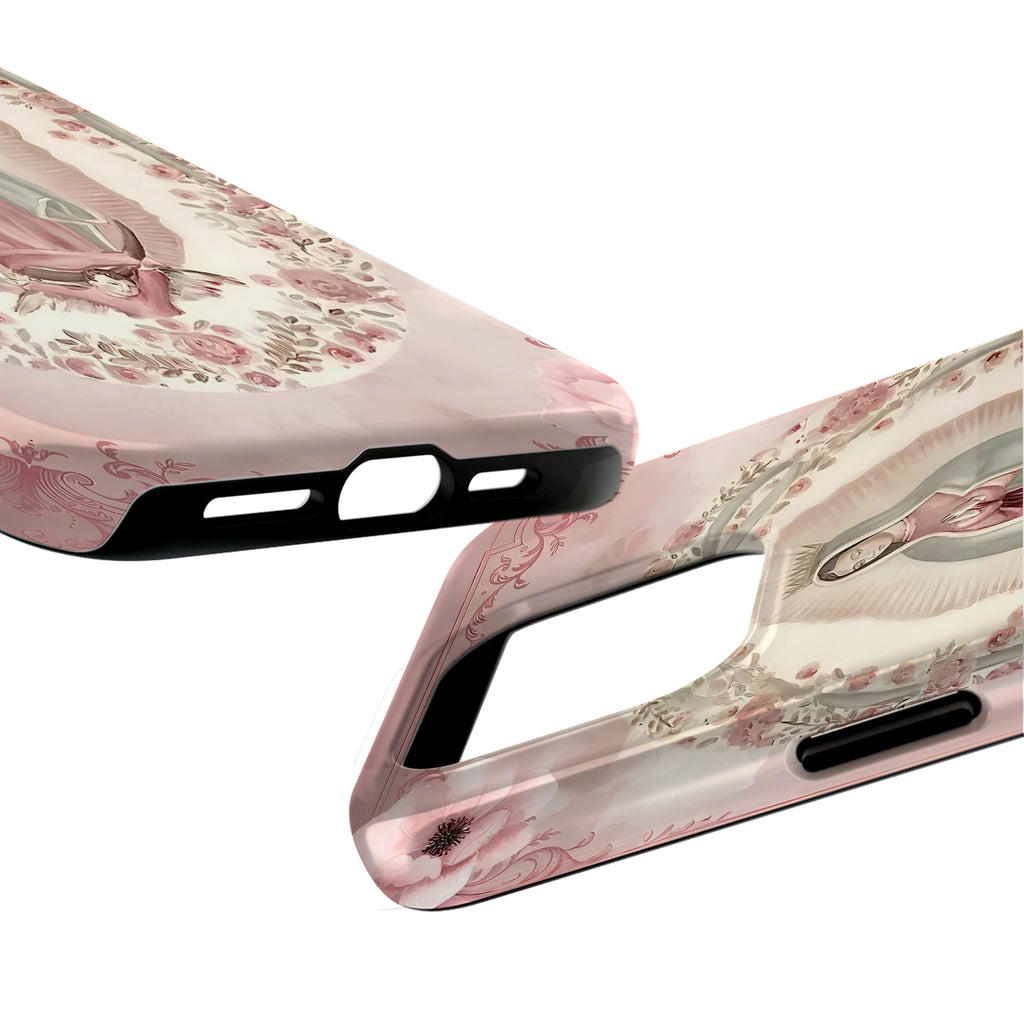 Soft Pink Floral Our Lady of Guadalupe Art iPhone Case | MagSafe Compatible