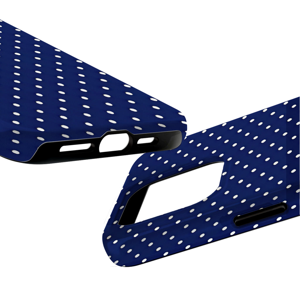 Navy Polka Dot Art iPhone Case | MagSafe Compatible
