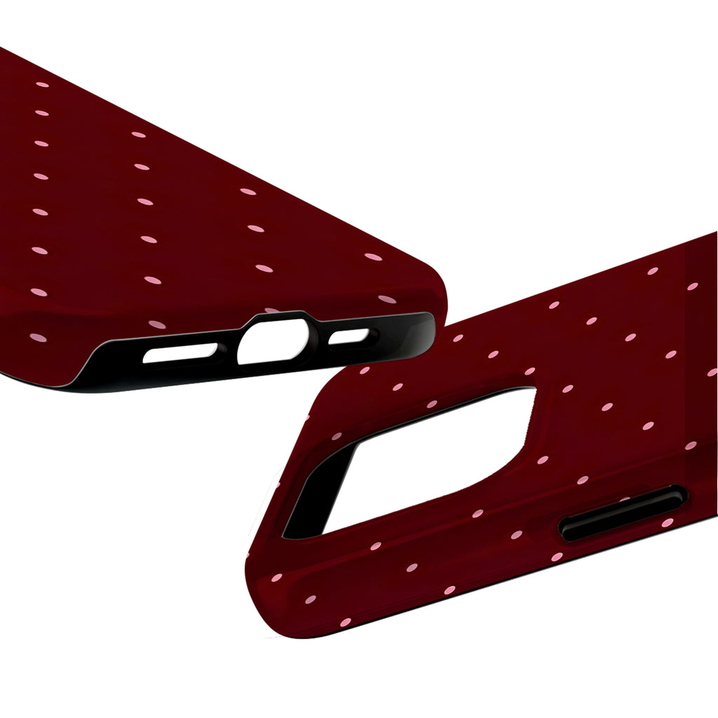 Burgundy Polka Dot Art iPhone Case | MagSafe Compatible
