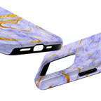 Luxury Lavender Blue Gold Marble iPhone Case | MagSafe Compatible
