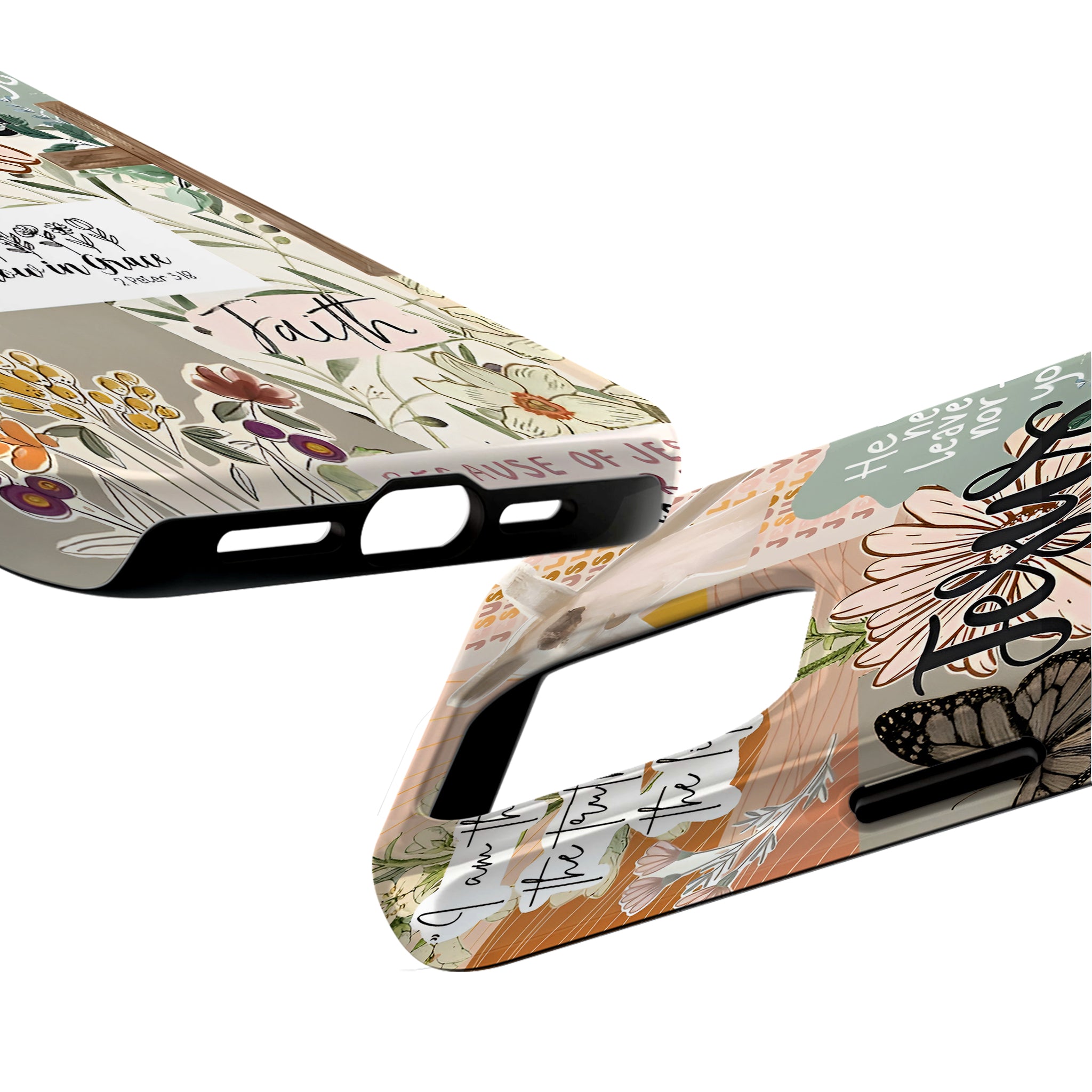 Jesus Floral Collage Bible Verse Art iPhone Case | MagSafe Compatible
