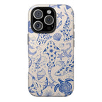 Blue Line Art Ocean Creature Art iPhone Case | MagSafe Compatible