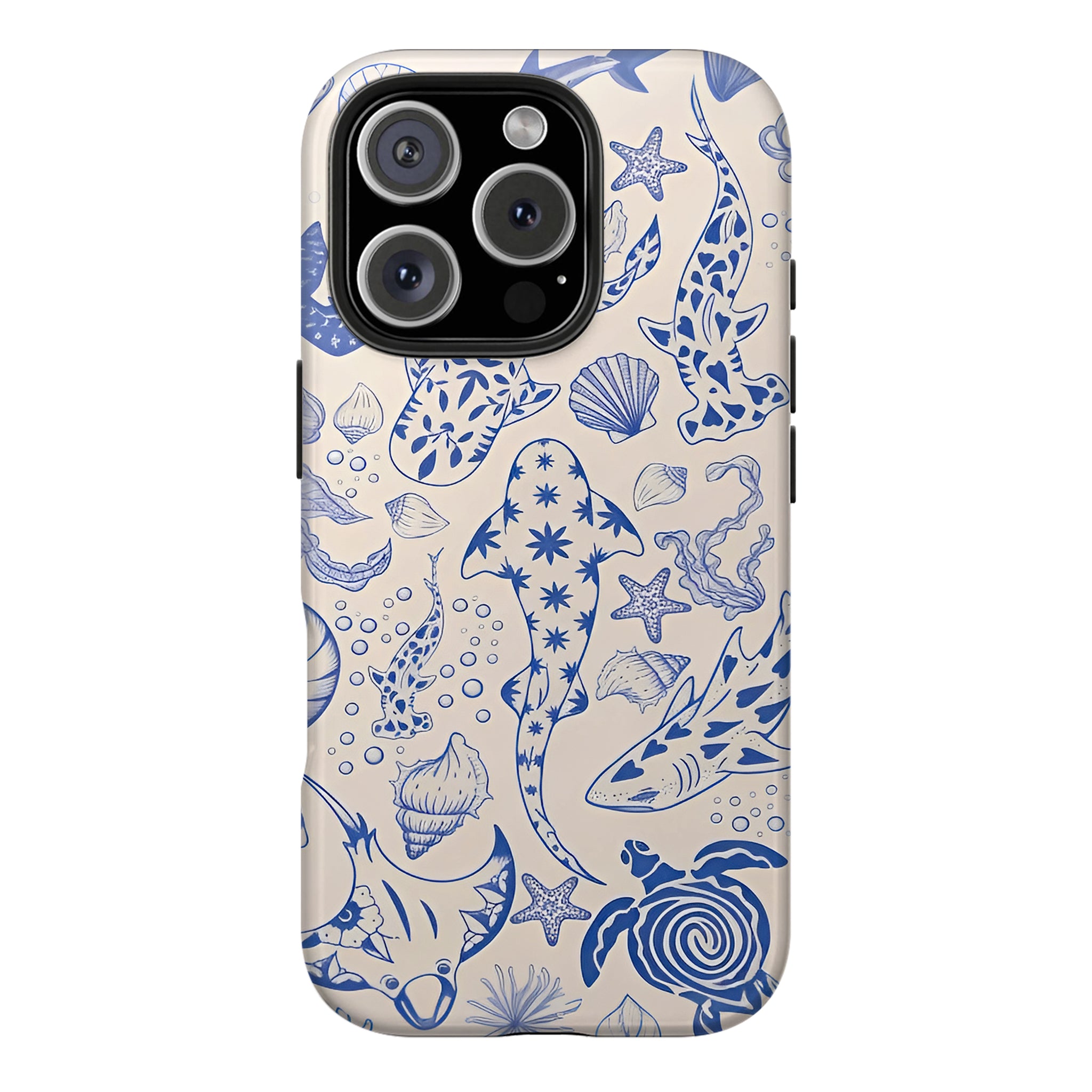 Blue Line Art Ocean Creature Art iPhone Case | MagSafe Compatible