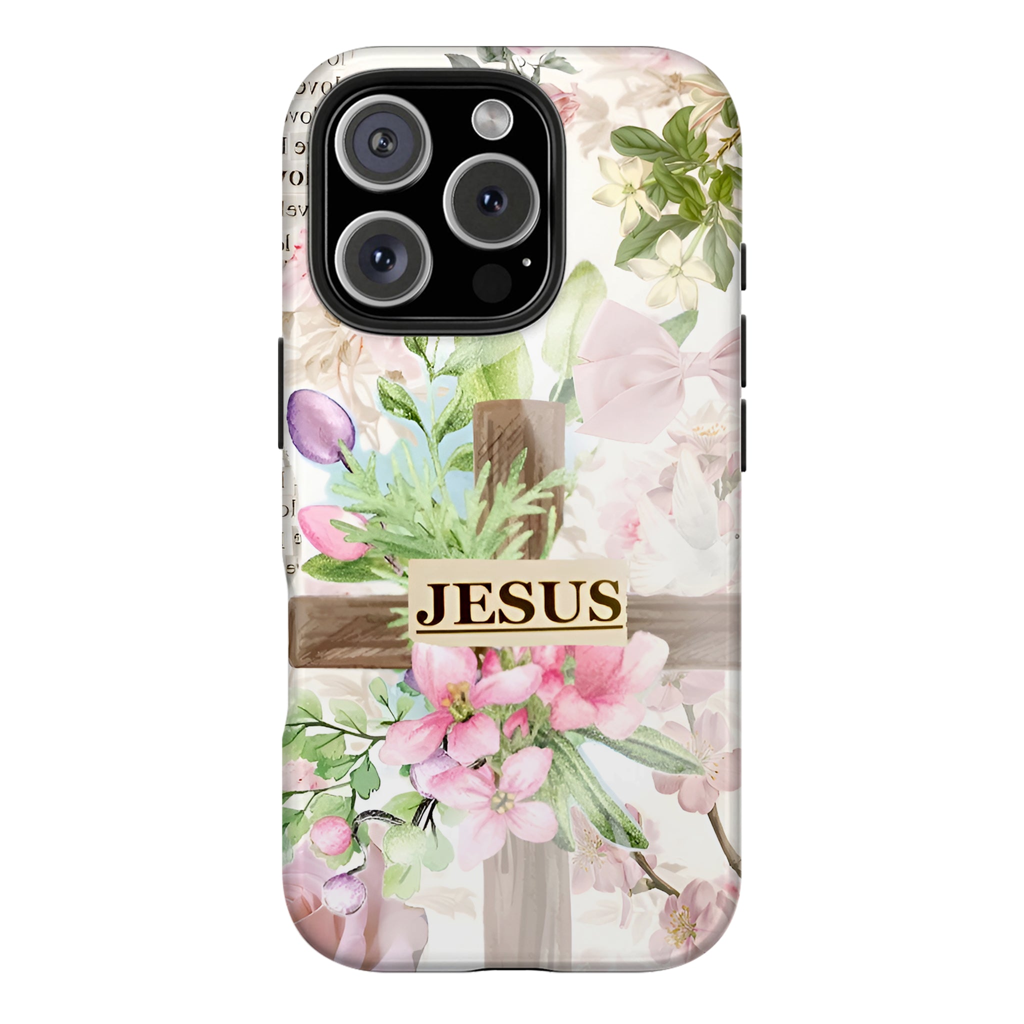 Floral Cross Jesus Art iPhone Case | MagSafe Compatible