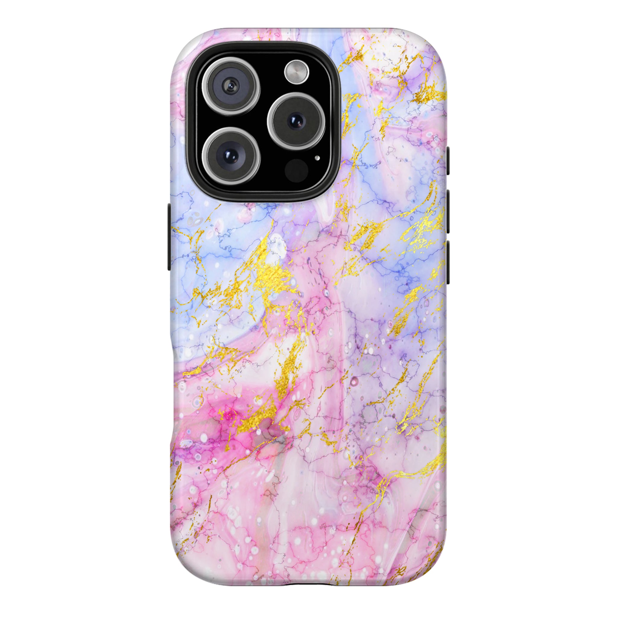 Luxury Pink Blue Gold Marble iPhone Case | MagSafe Compatible
