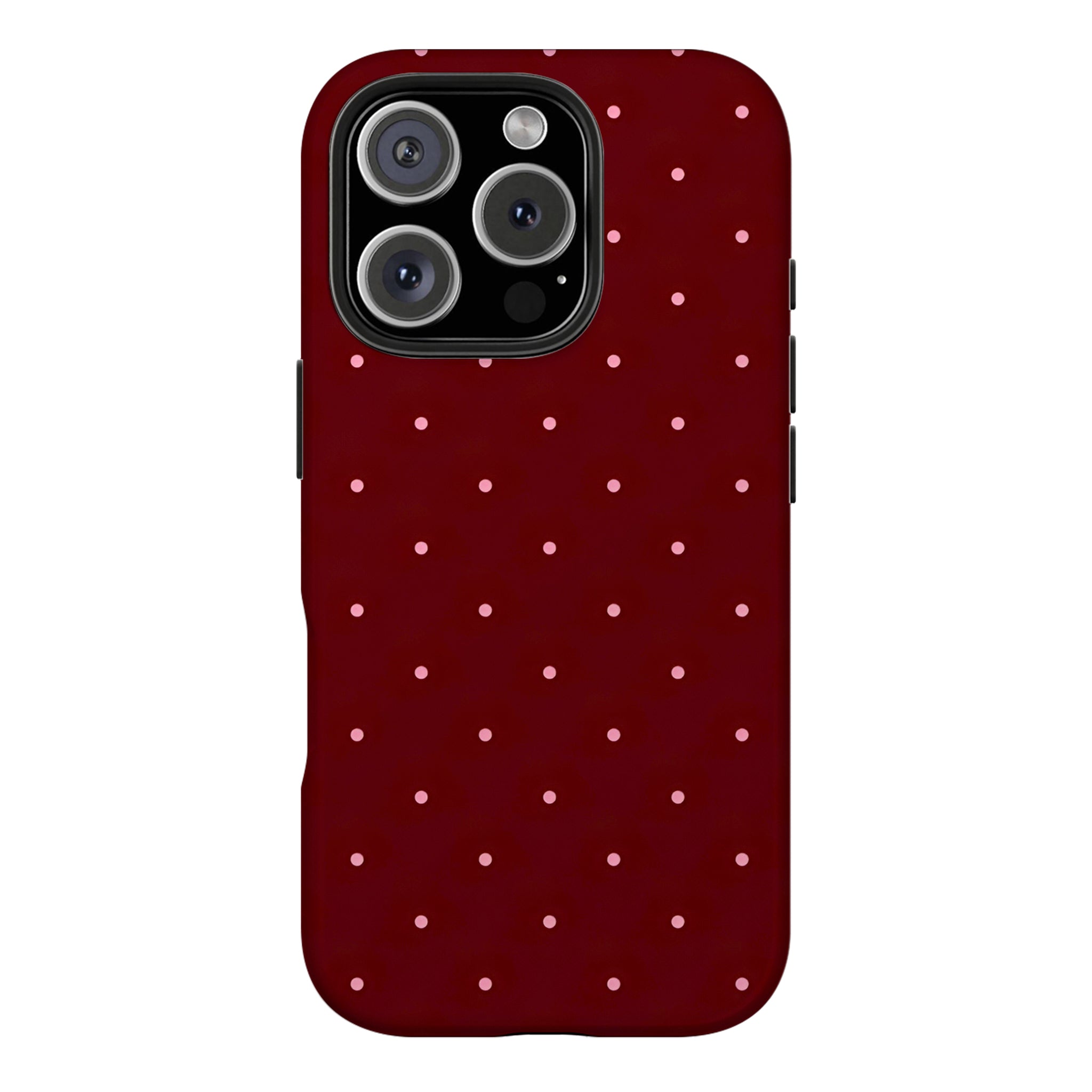 Burgundy Polka Dot Art iPhone Case | MagSafe Compatible