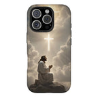 Jesus Praying Cross Sky Art iPhone Case | MagSafe Compatible