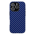 Navy Polka Dot Art iPhone Case | MagSafe Compatible