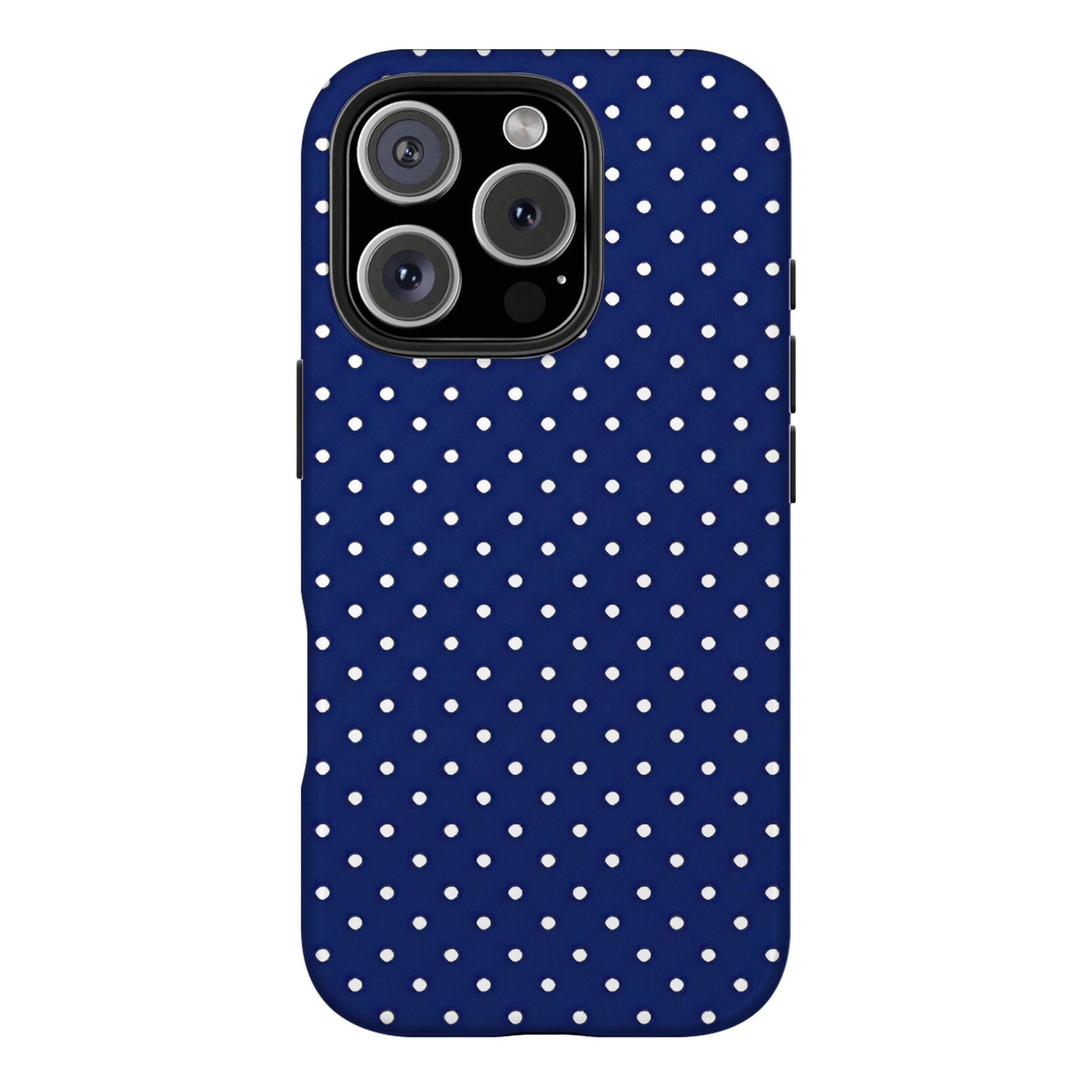 Navy Polka Dot Art iPhone Case | MagSafe Compatible