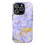 Luxury Lavender Blue Gold Marble iPhone Case | MagSafe Compatible