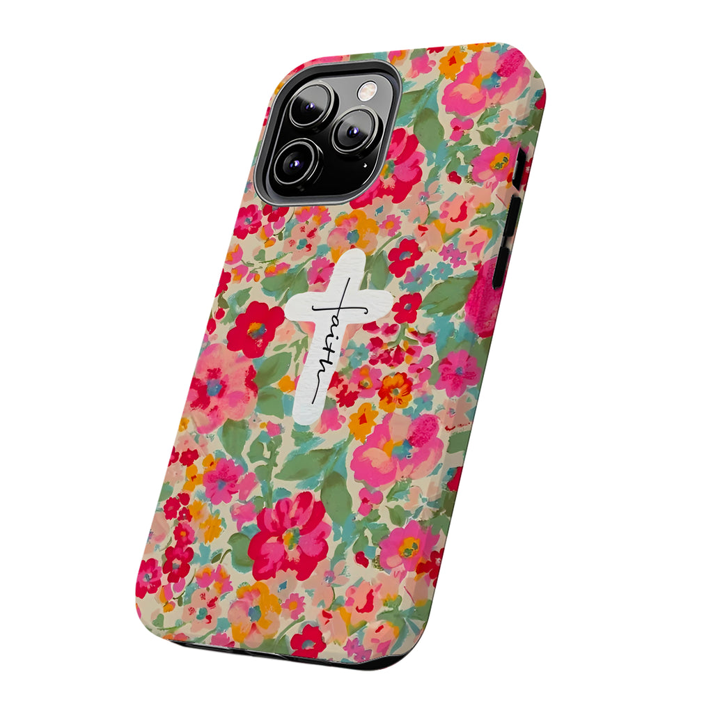 Floral Faith Cross Art iPhone Case | MagSafe Compatible