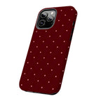 Burgundy Polka Dot Art iPhone Case | MagSafe Compatible