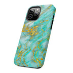 Luxury Turquoise Gold Marble iPhone Case | MagSafe Compatible