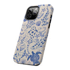 Blue Line Art Ocean Creature Art iPhone Case | MagSafe Compatible