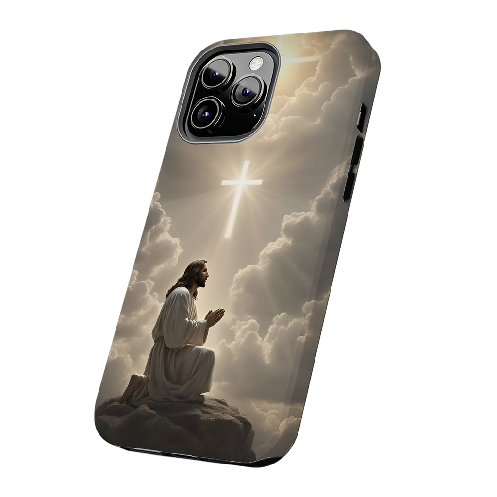 Jesus Praying Cross Sky Art iPhone Case | MagSafe Compatible