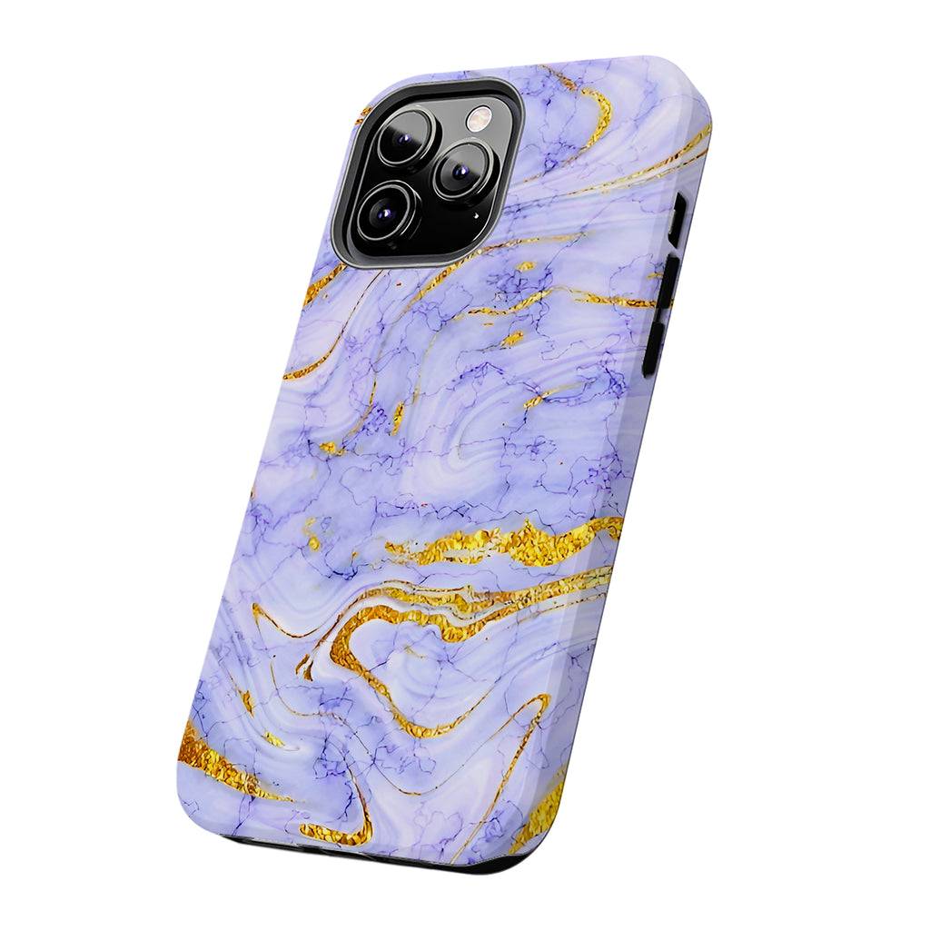 Luxury Lavender Blue Gold Marble iPhone Case | MagSafe Compatible