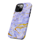 Luxury Lavender Blue Gold Marble iPhone Case | MagSafe Compatible