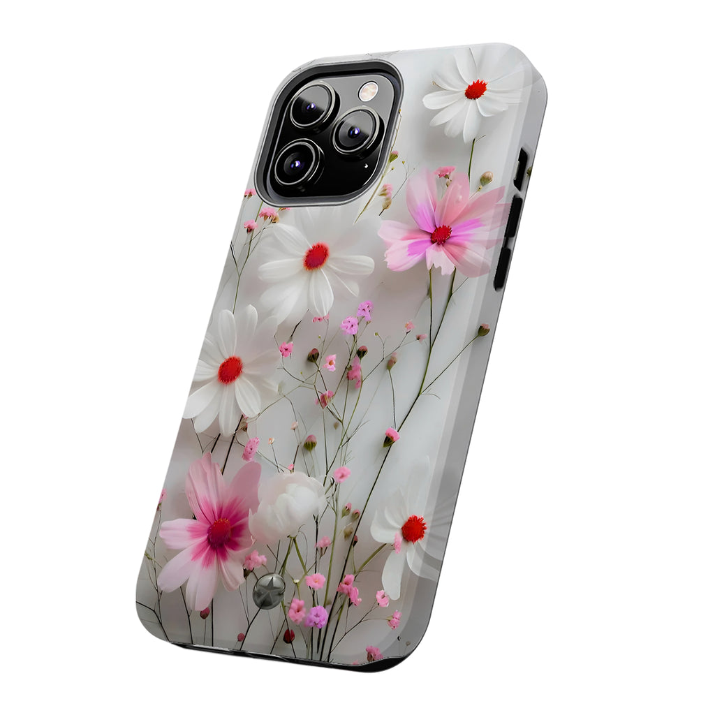 Pink White Daisy Floral iPhone Case | MagSafe Compatible