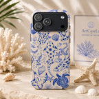 Blue Line Art Ocean Creature Art iPhone Case | MagSafe Compatible