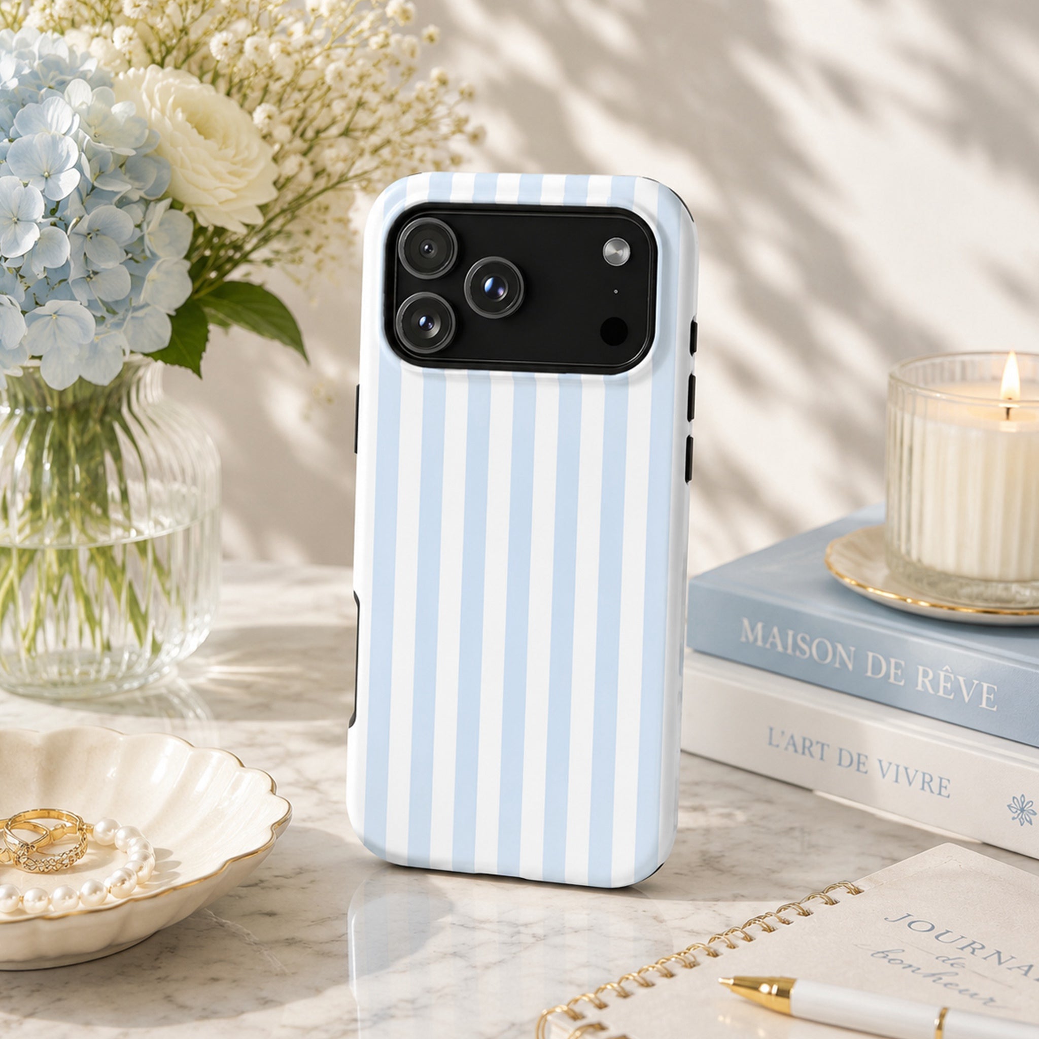 Light Blue Stripe Art iPhone Case | MagSafe Compatible
