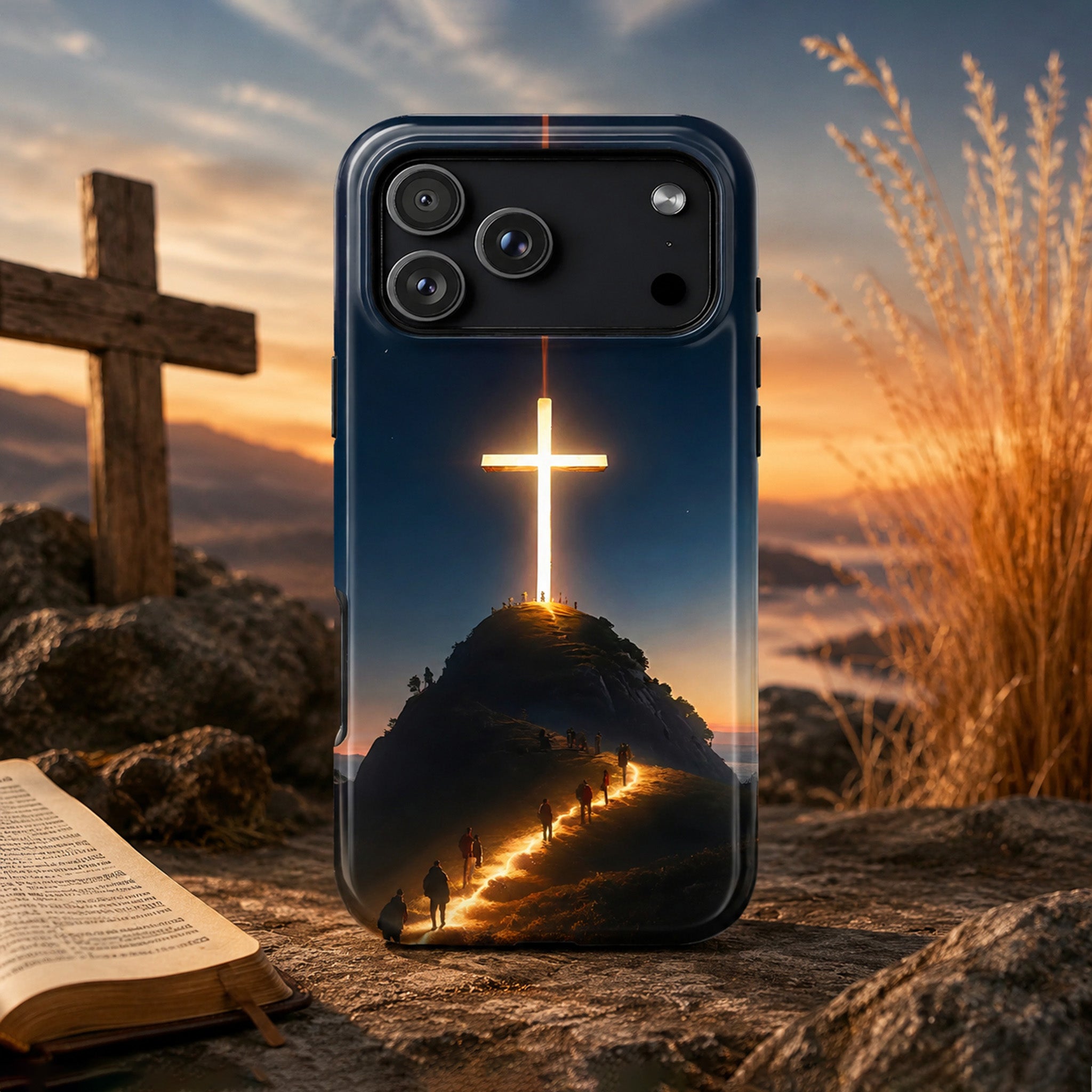 Mountain Cross Art iPhone Case | MagSafe Compatible