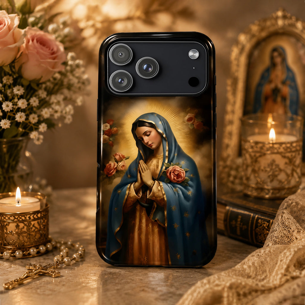 Vintage Oil Virgin Mary Art iPhone Case | MagSafe Compatible