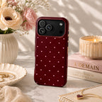 Burgundy Polka Dot Art iPhone Case | MagSafe Compatible