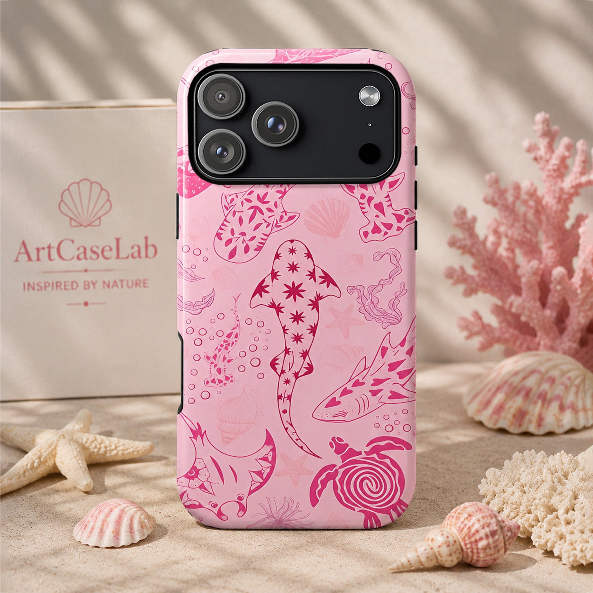 Pink Sea Animal Art iPhone Case | MagSafe Compatible