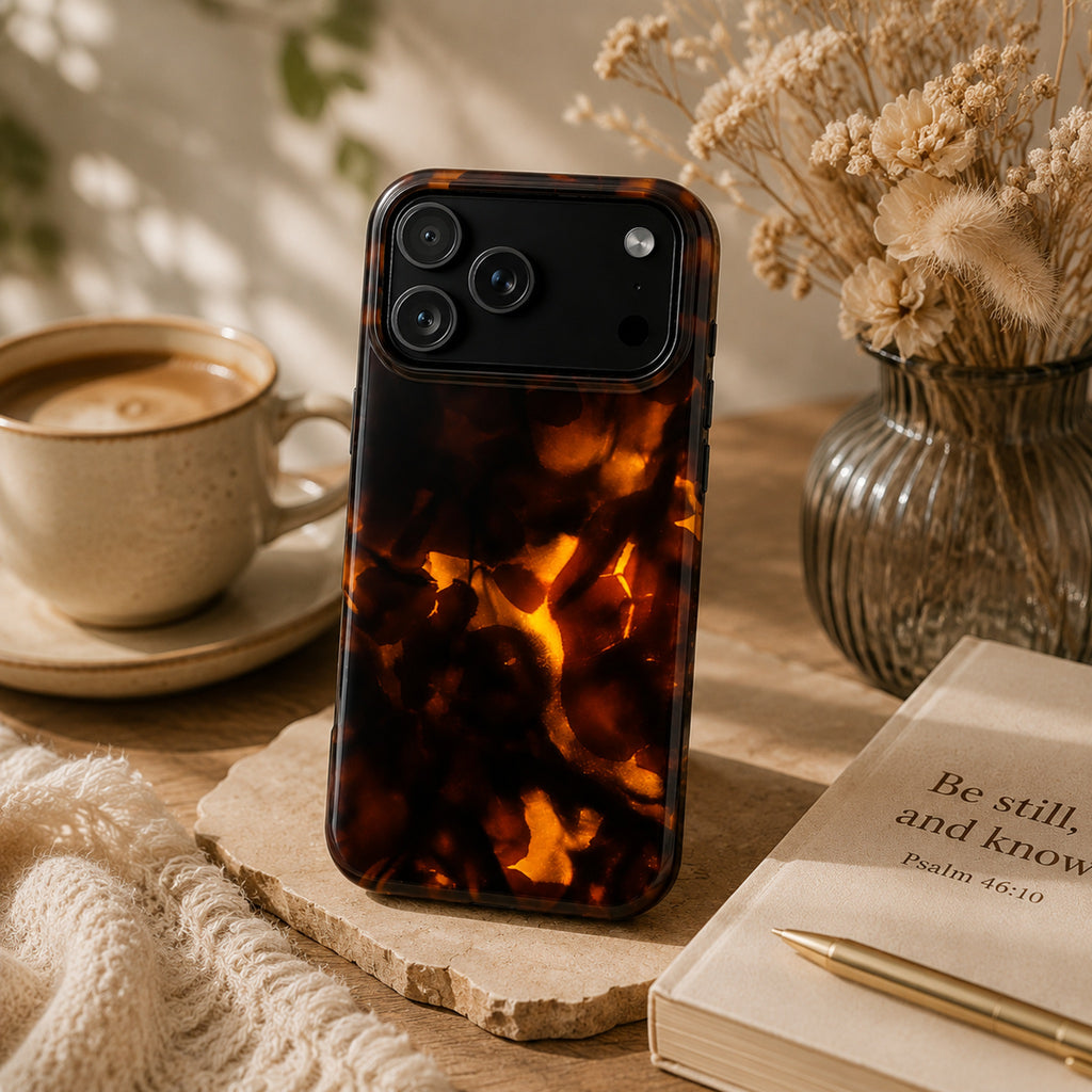 Tortoiseshell Amber Art iPhone Case | MagSafe Compatible