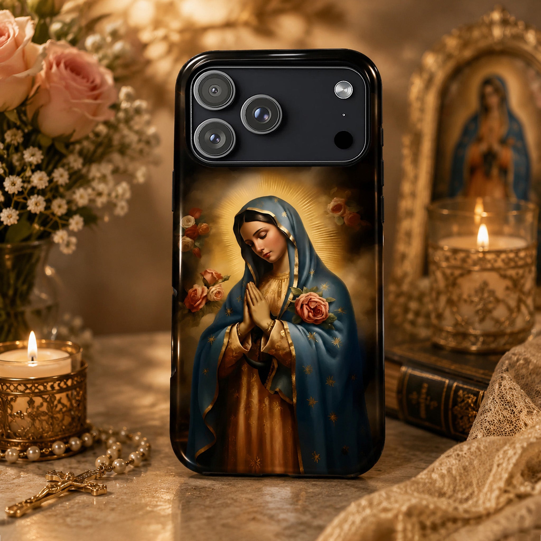 Vintage Oil Virgin Mary Art iPhone Case | MagSafe Compatible