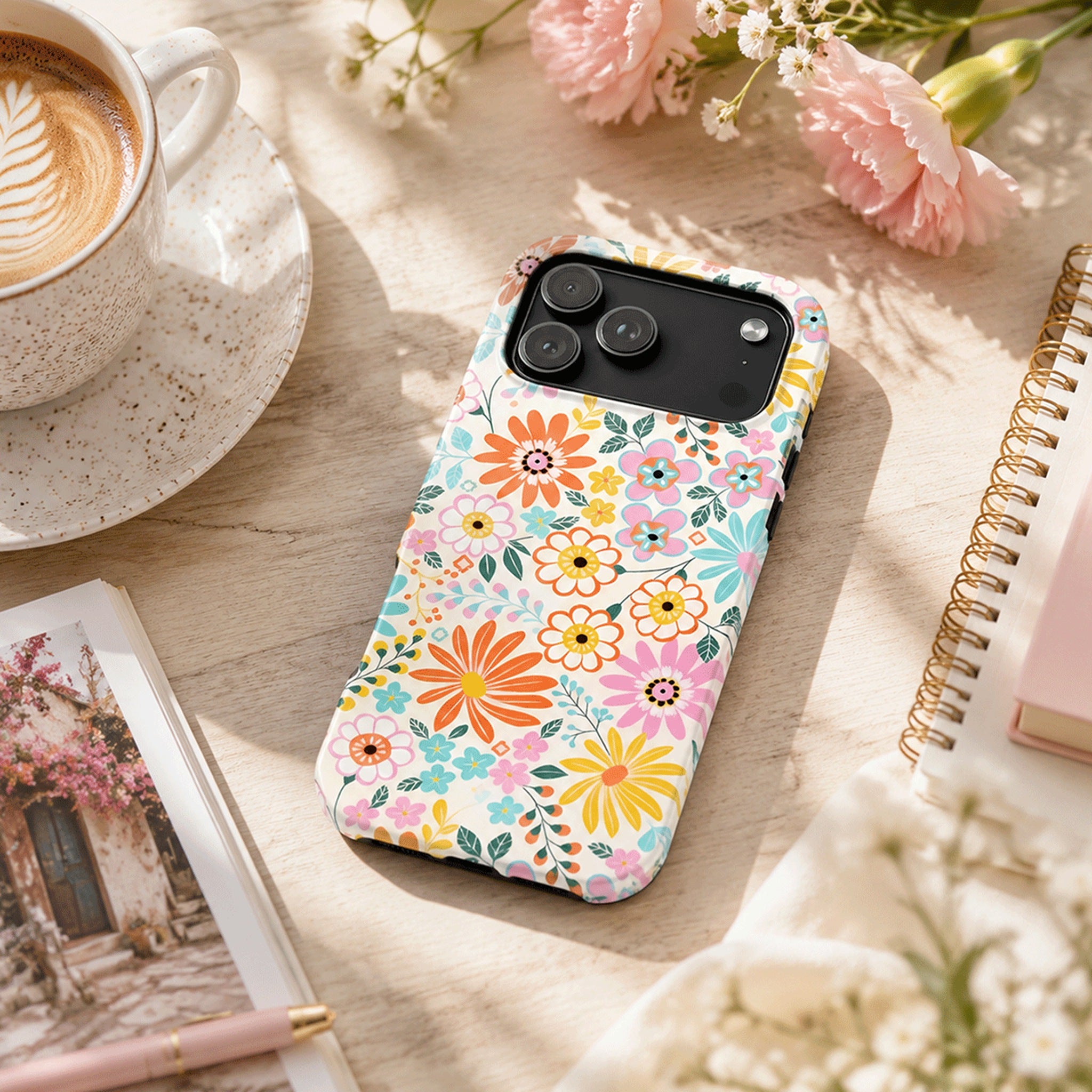 Luxury Colorful Retro Floral iPhone Case | MagSafe Compatible