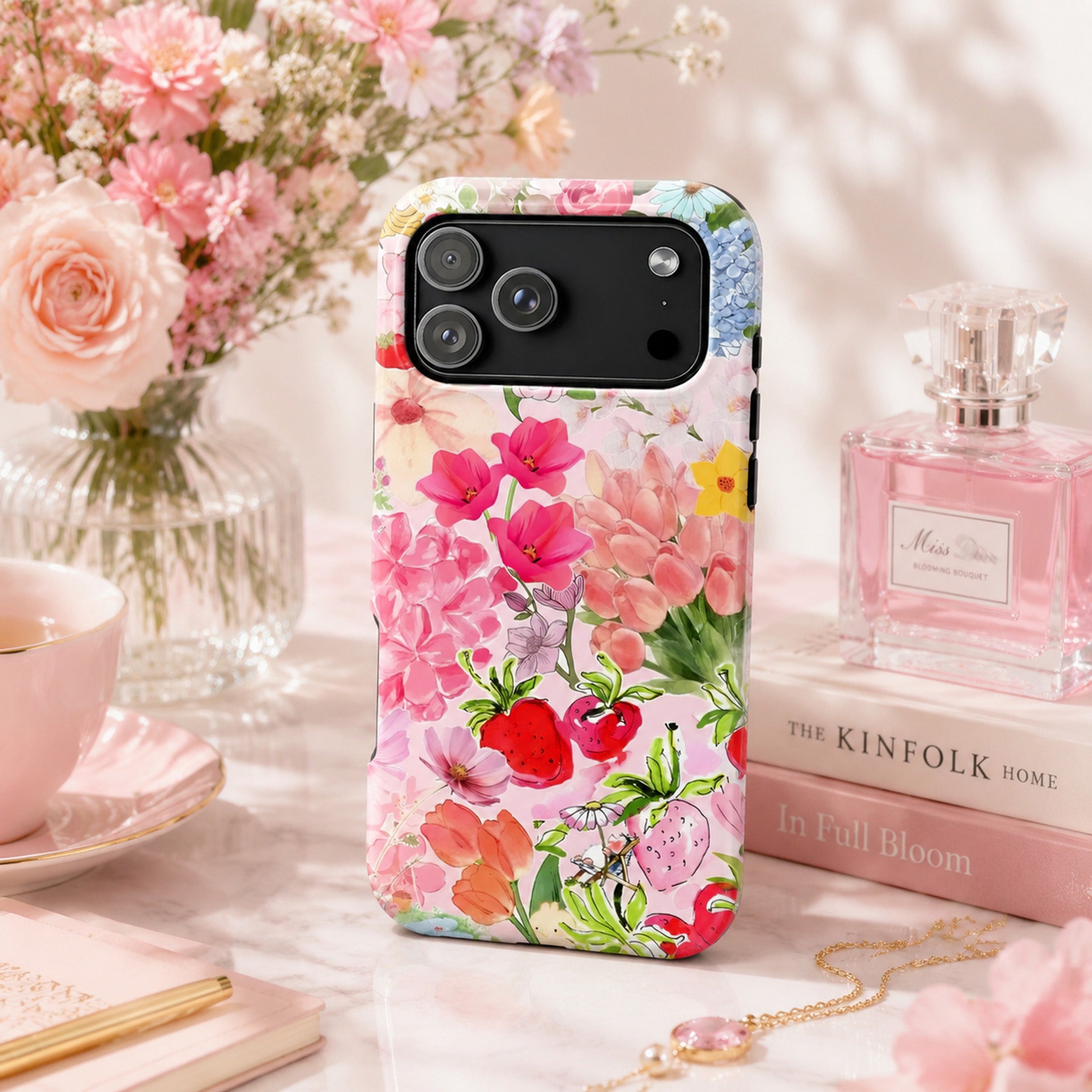 Pink Tulip Floral iPhone Case | MagSafe Compatible
