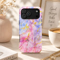 Luxury Pink Blue Gold Marble iPhone Case | MagSafe Compatible